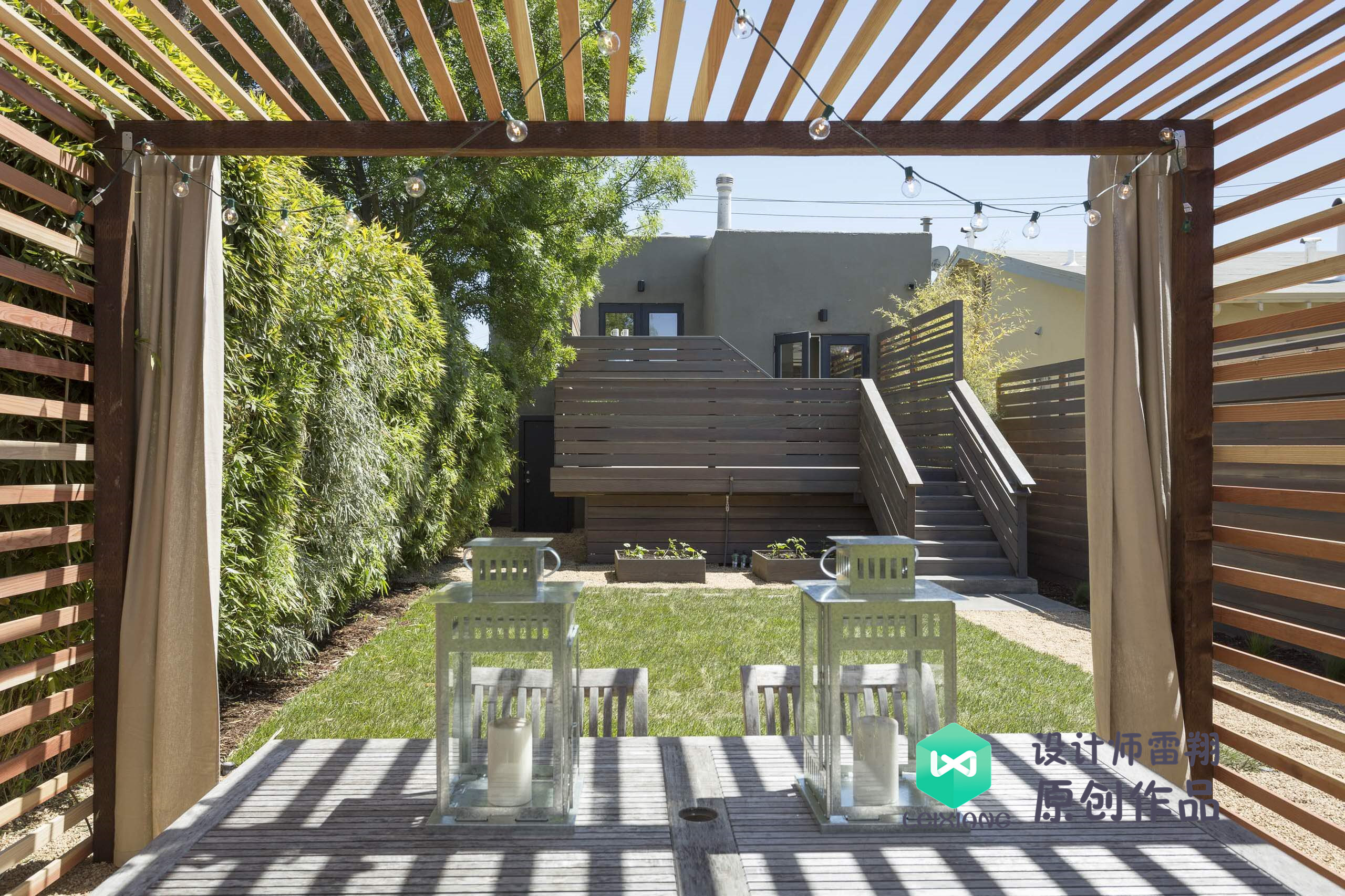 庭院防腐木颜色搭配效果图,庭院怎么铺装防腐木