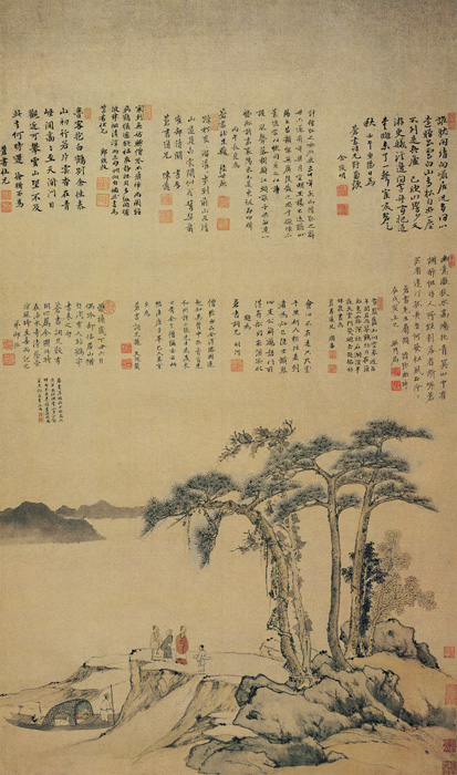 明代吕纪山水画作品高清大图赏析,明代周用山水画作品高清大图赏析