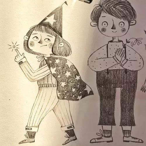 简笔画可爱小人插画,超萌可爱的插画小人