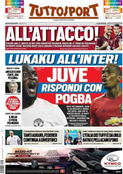 孔蒂入驻国米首笔引援,意大利三大报今日头版