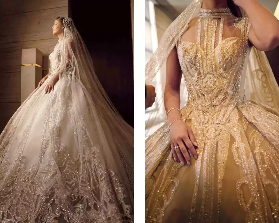 15万颗施华洛世奇水晶,eliesaab婚纱