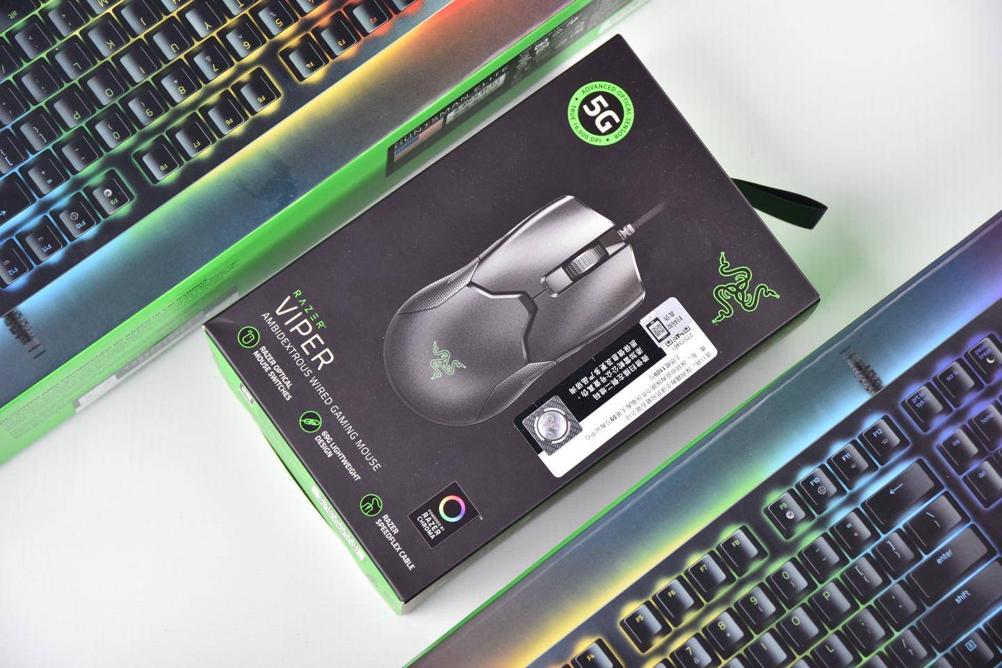 雷蛇毒蝰Viper旗舰鼠标，7000万次寿命16000DPI，游戏办公通杀