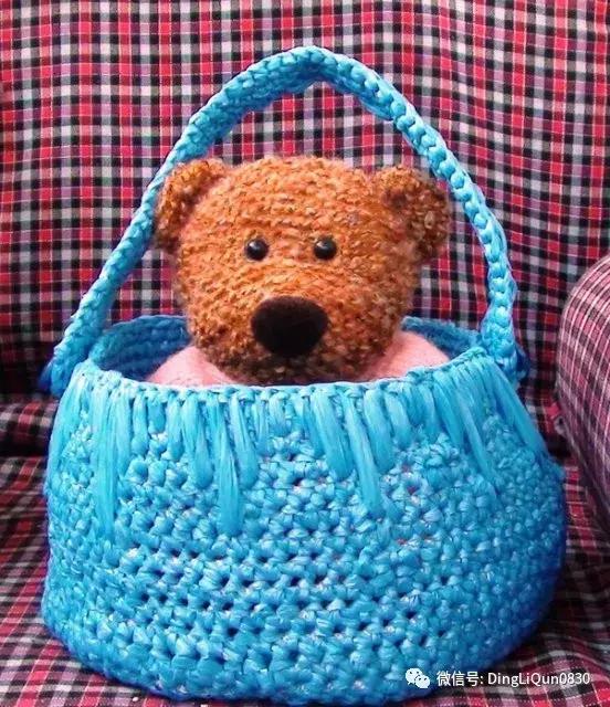 塑料袋编拖鞋,毛线编织浴花袋