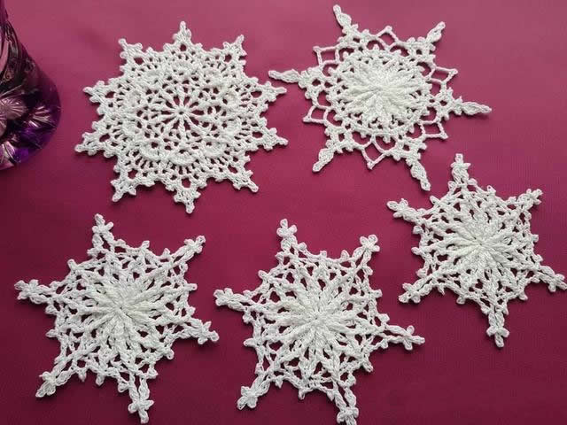 简单手工钩织雪花,钩编高清雪花图解教程