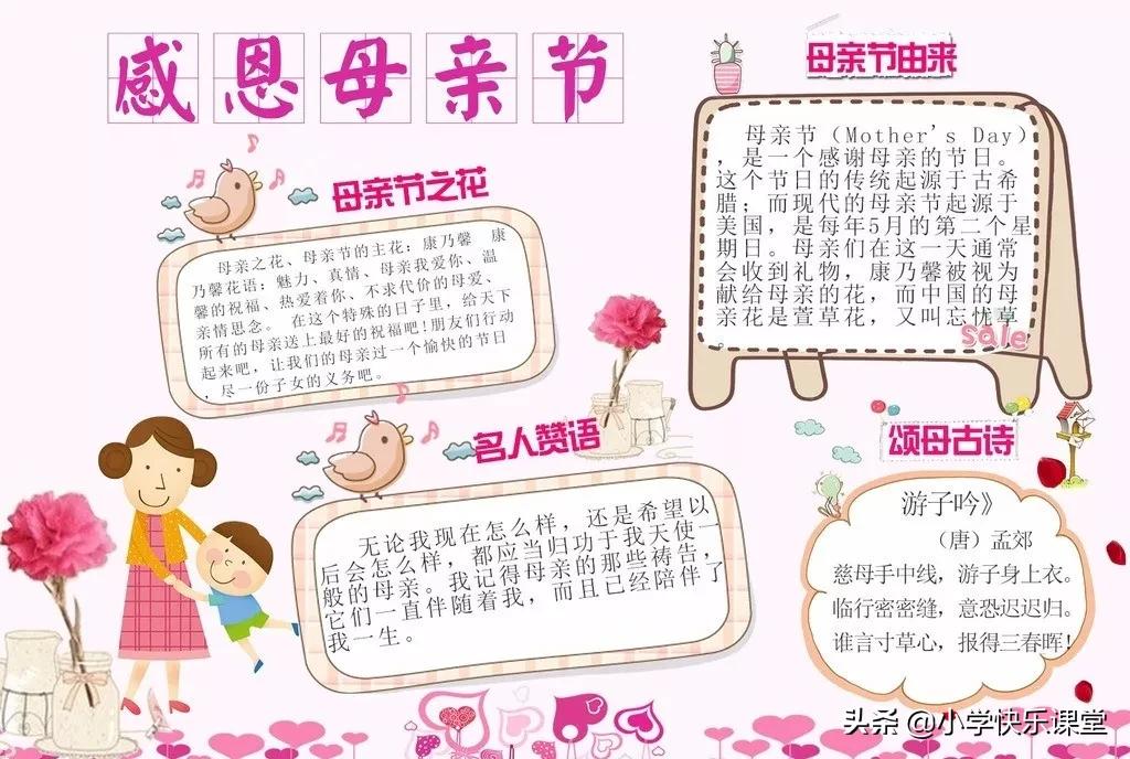 画1张母亲节感恩为主题的手抄报,感恩母亲节手抄报祝福语