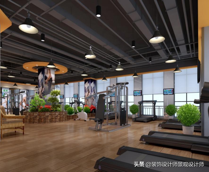 公司健身房设计效果图,书房健身房二合一设计效果图