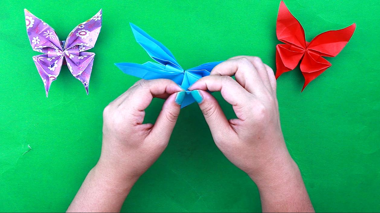 一张纸折蝴蝶花,蝴蝶折纸超高难度凤尾蝶