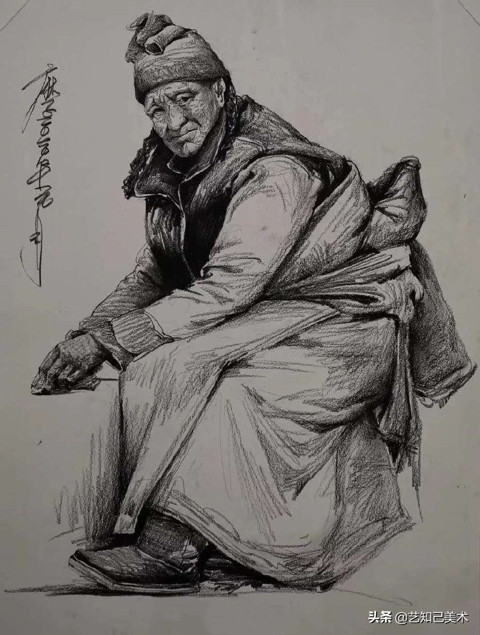 速写人物写生照片坐姿,速写人物老人坐姿范画