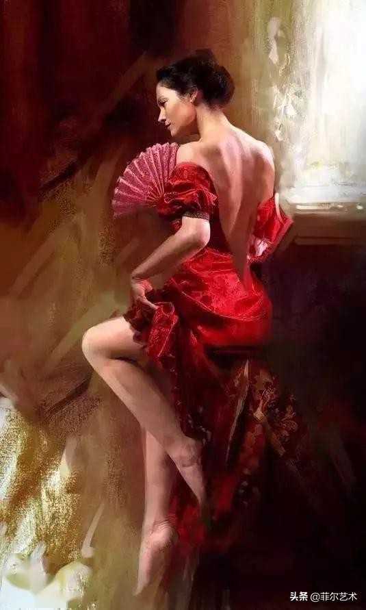 现代艺术油画中的美人,阳光美少女图片绘画