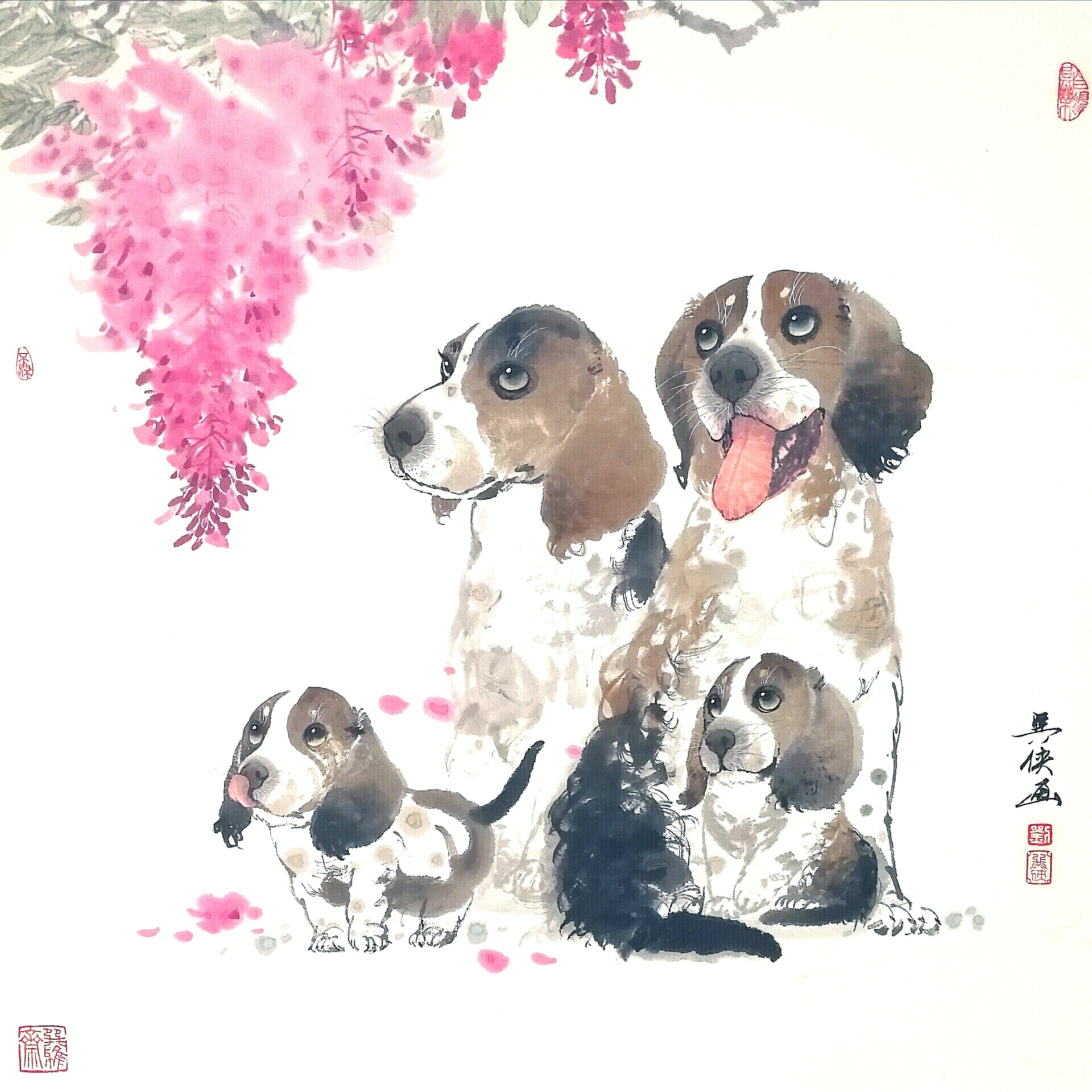 国画黑狗写意画欣赏,名家画狗的作品欣赏