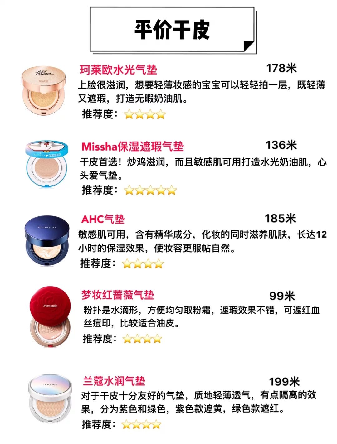 30-40岁气垫,35款热门气垫