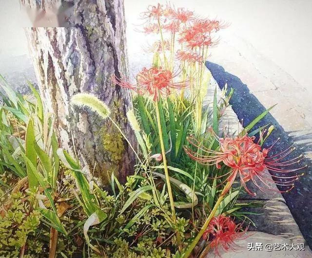 日本淡彩水彩画,日本富士山水彩画欣赏