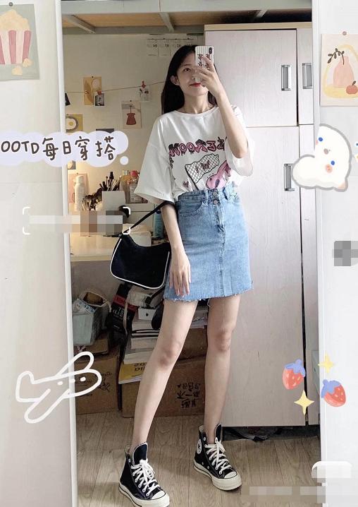 经典百搭的牛仔裙时髦又减龄,韩版超薄慵懒风宽松显瘦牛仔裙