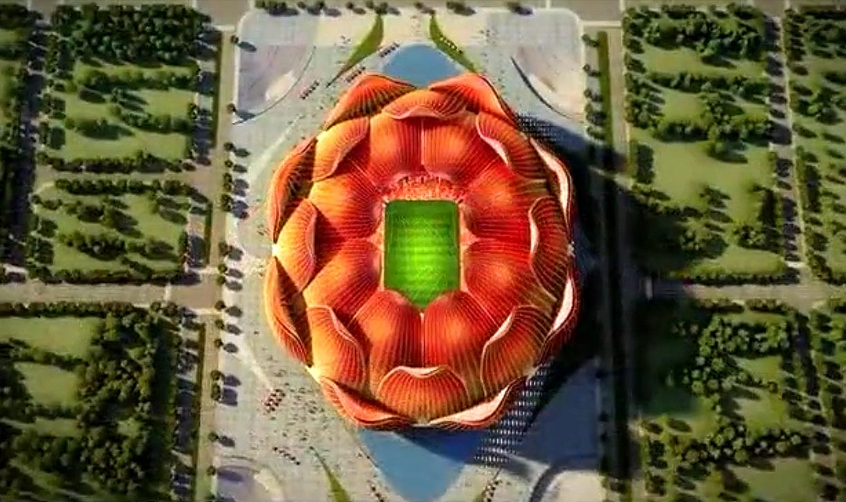 恒大新建10万人足球场,广州恒大新建专业足球场效果图