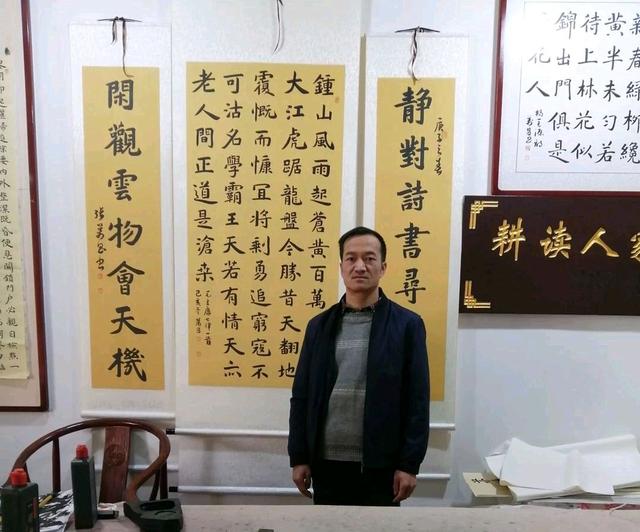 甘肃通渭张万昌的楷书中堂，字体刚劲内容丰富，大气美观书友钟爱