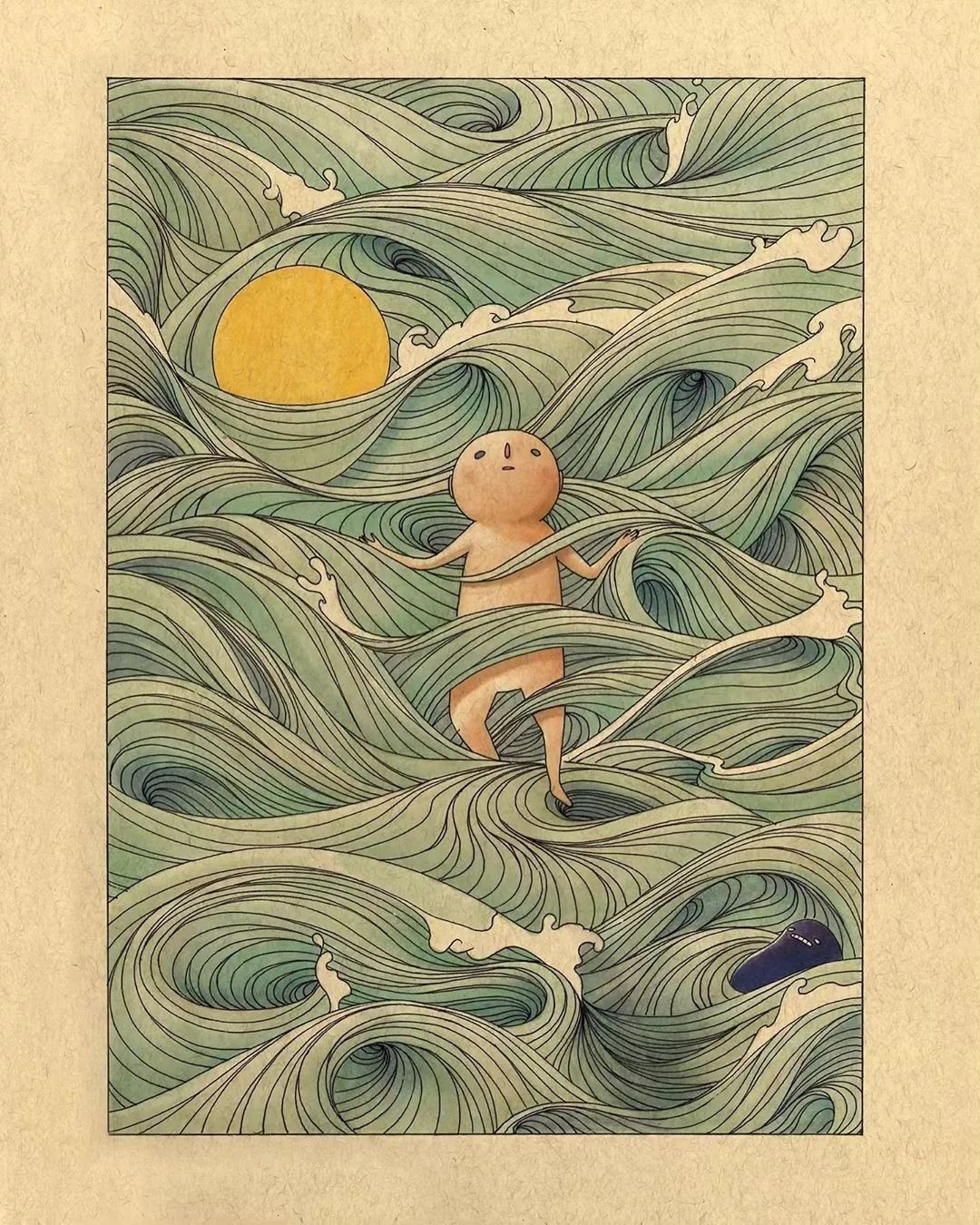 插画人物孤独唯美,插画师笔下的孤独