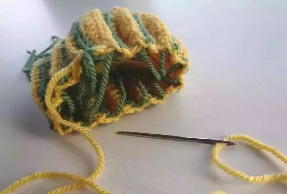 南瓜储物盒钩针教程,小南瓜卡子钩针教程