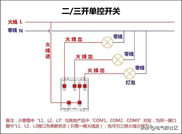 多控变单控怎么接线图,三开有1个双控2个单控怎么接