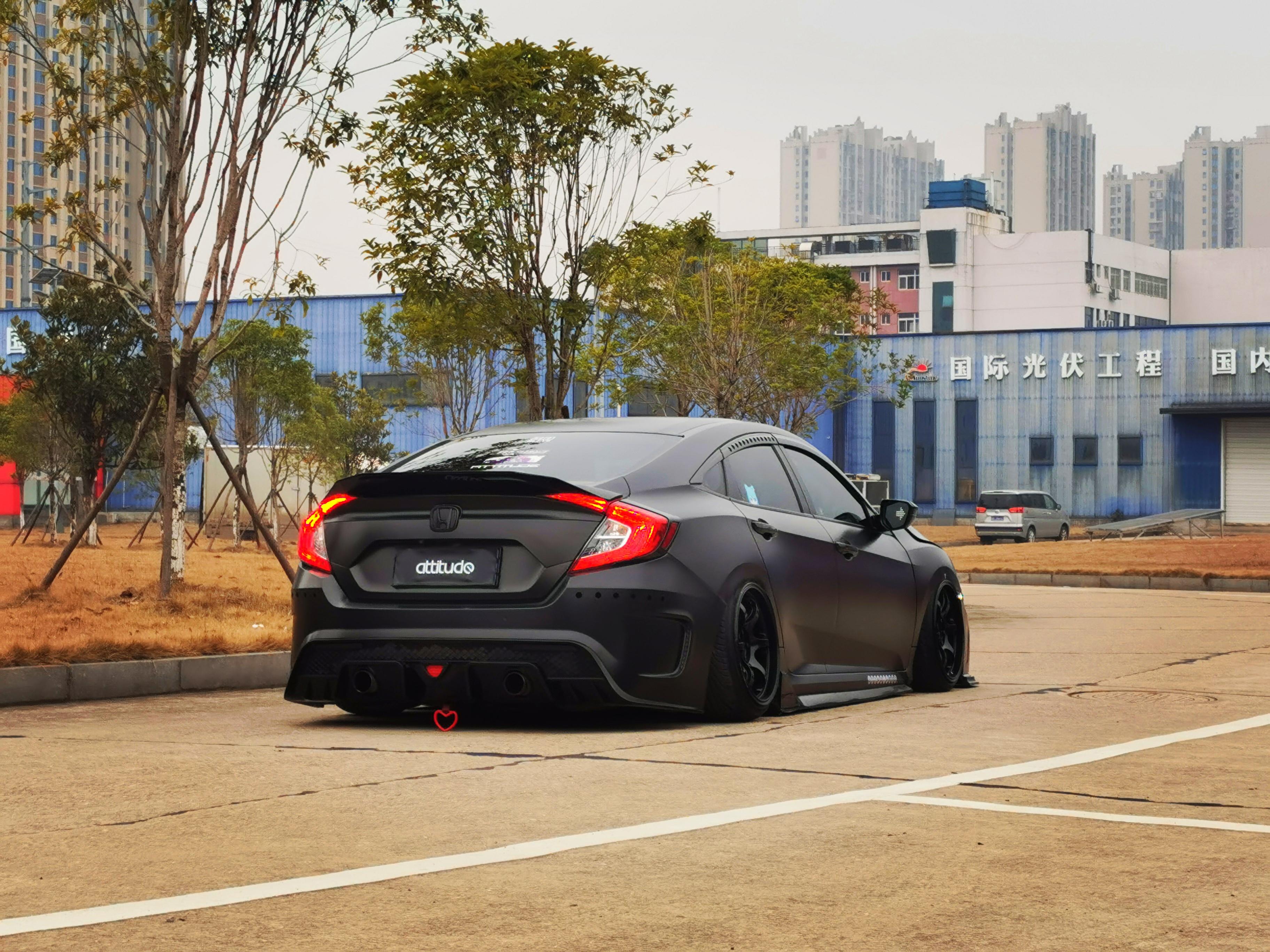 十代思域外观黑白改装方案,十代思域全黑改装