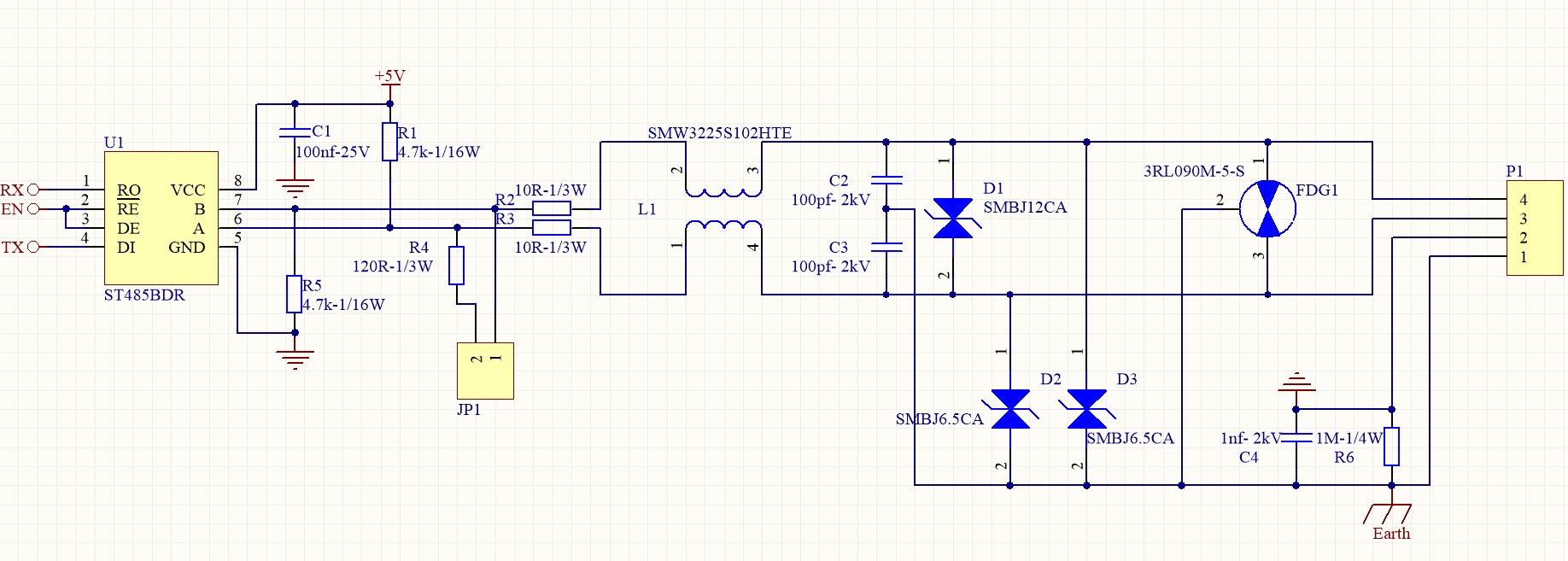 rs485通信电路原理图详解,485电路120欧电阻必须接么