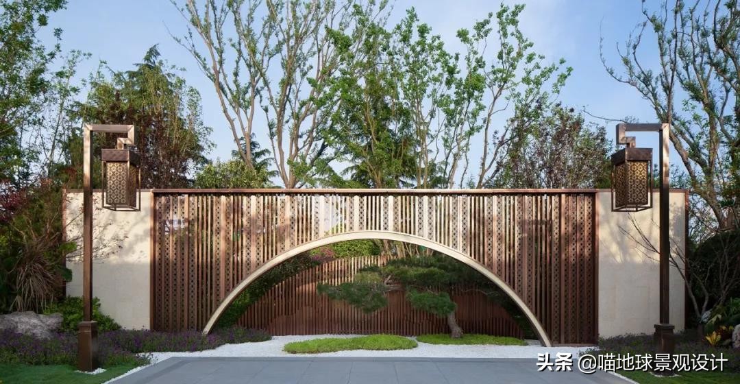 景墙圆形造型价格,简洁欧式庭院景观墙设计