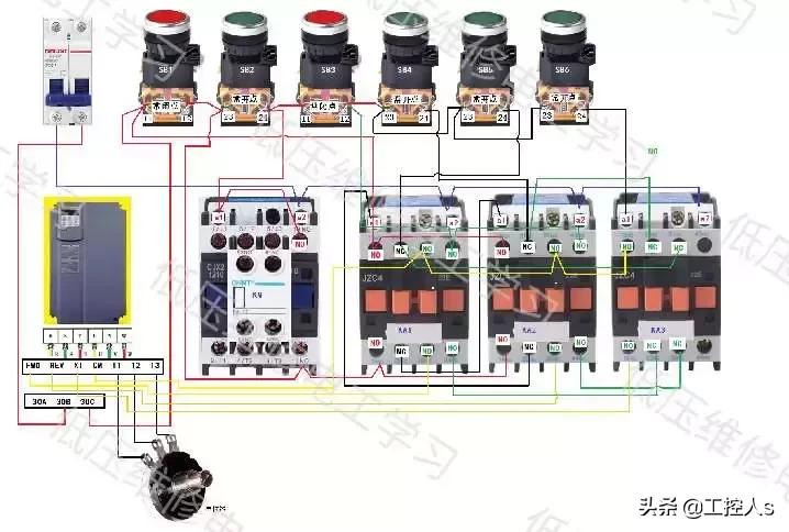 变频器控制电机正反转点动接线图,正泰变频器正反转点动怎样接线