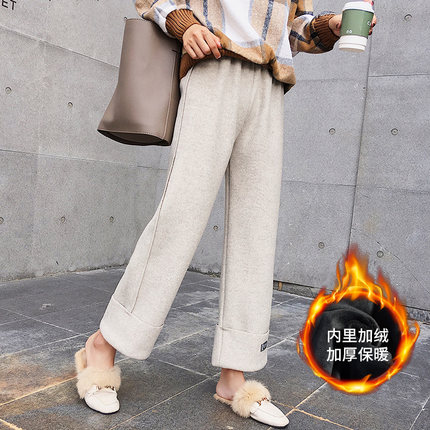 高腰显瘦加厚毛呢阔腿裤,毛呢女裤秋冬阔腿裤