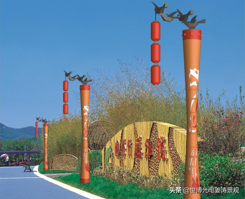 红色文化广场路灯设计,3.5米高庭院灯景观灯成都