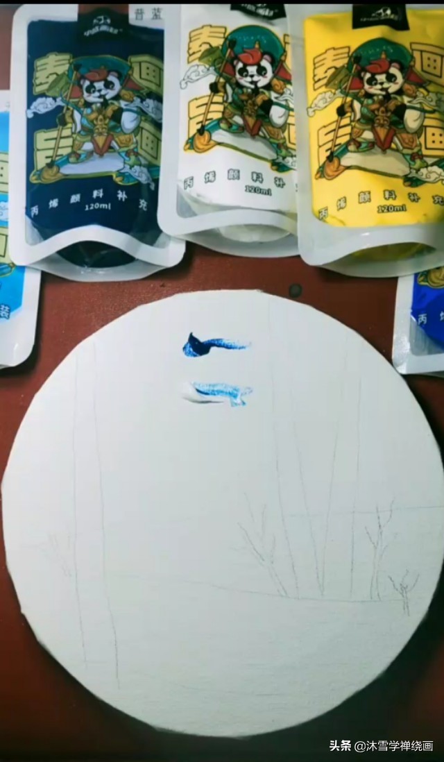 超简单日出的丙烯画教程,简单初学丙烯画夕阳倒影