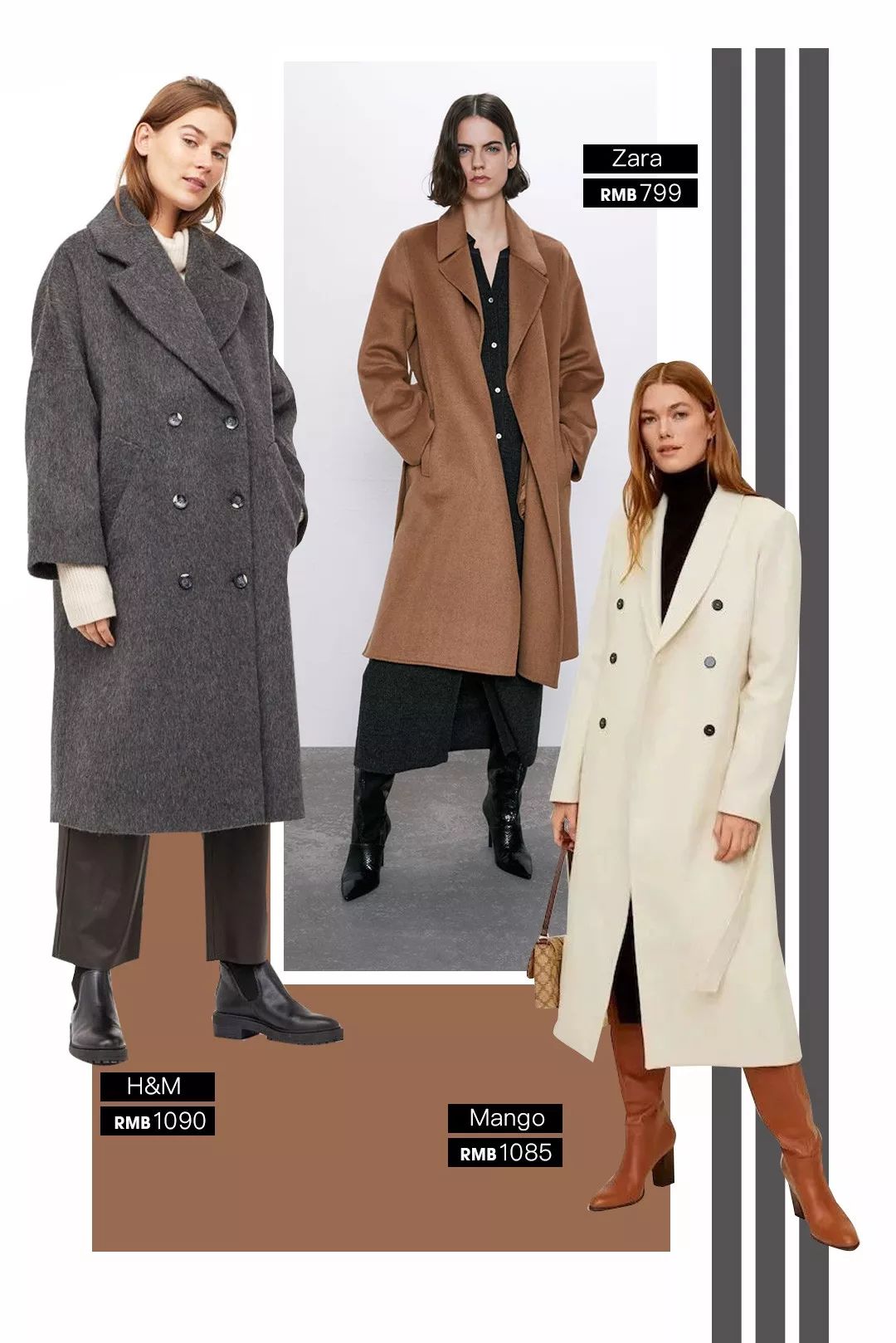 几百块的大衣和上千块大衣对比,廉价大衣和贵的对比