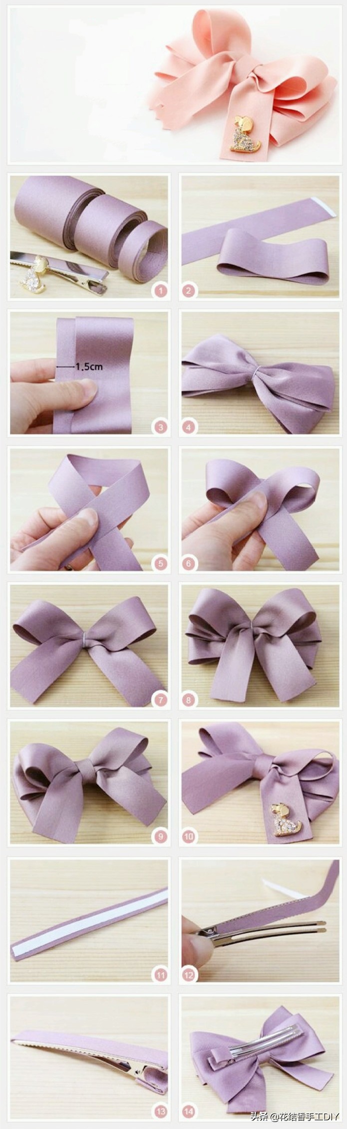 布艺发饰三层蝴蝶结发夹鸭嘴夹,手工制作蝴蝶结发饰教程