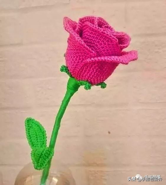 针织玫瑰花视频,缝玫瑰花针织教程