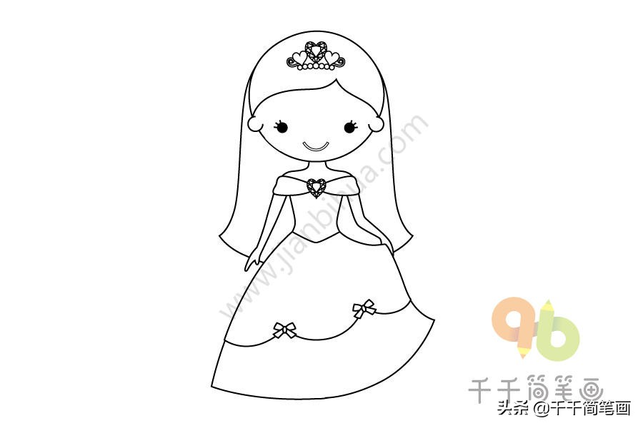 儿童简笔画，女宝爱画的美丽公主！