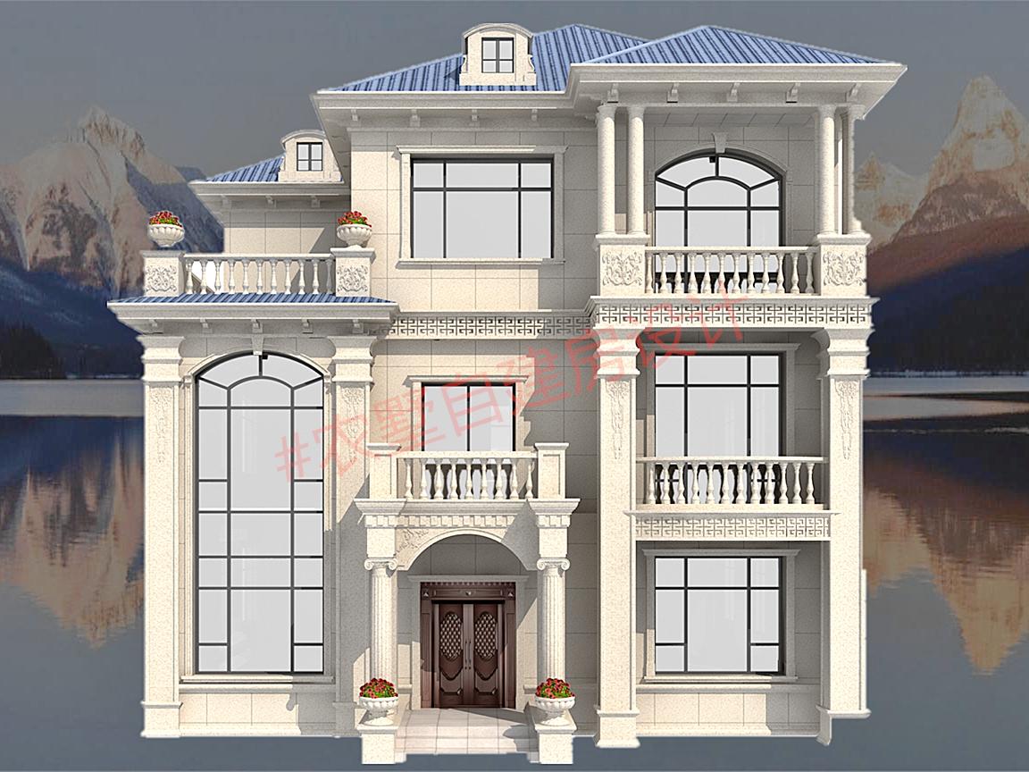 三层农村自建欧式风格别墅房,三层欧式别墅带露台自建房设计