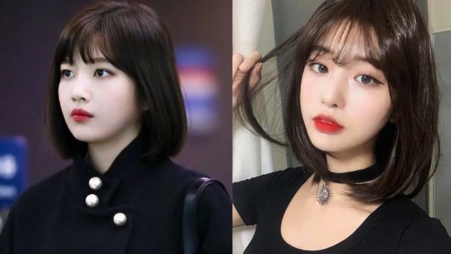 不挑脸型适合平刘海的短发,圆脸短发适合的刘海学生自己剪