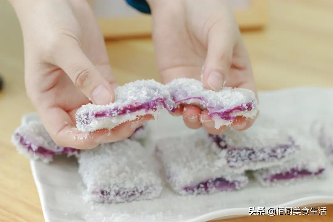 紫薯三角糯米糕,紫薯糯米粉发糕