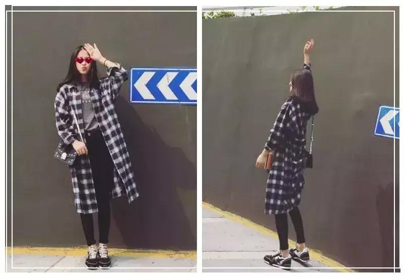 过膝长衬衣怎么搭配,长款格子衬衣女过膝超长怎么搭配