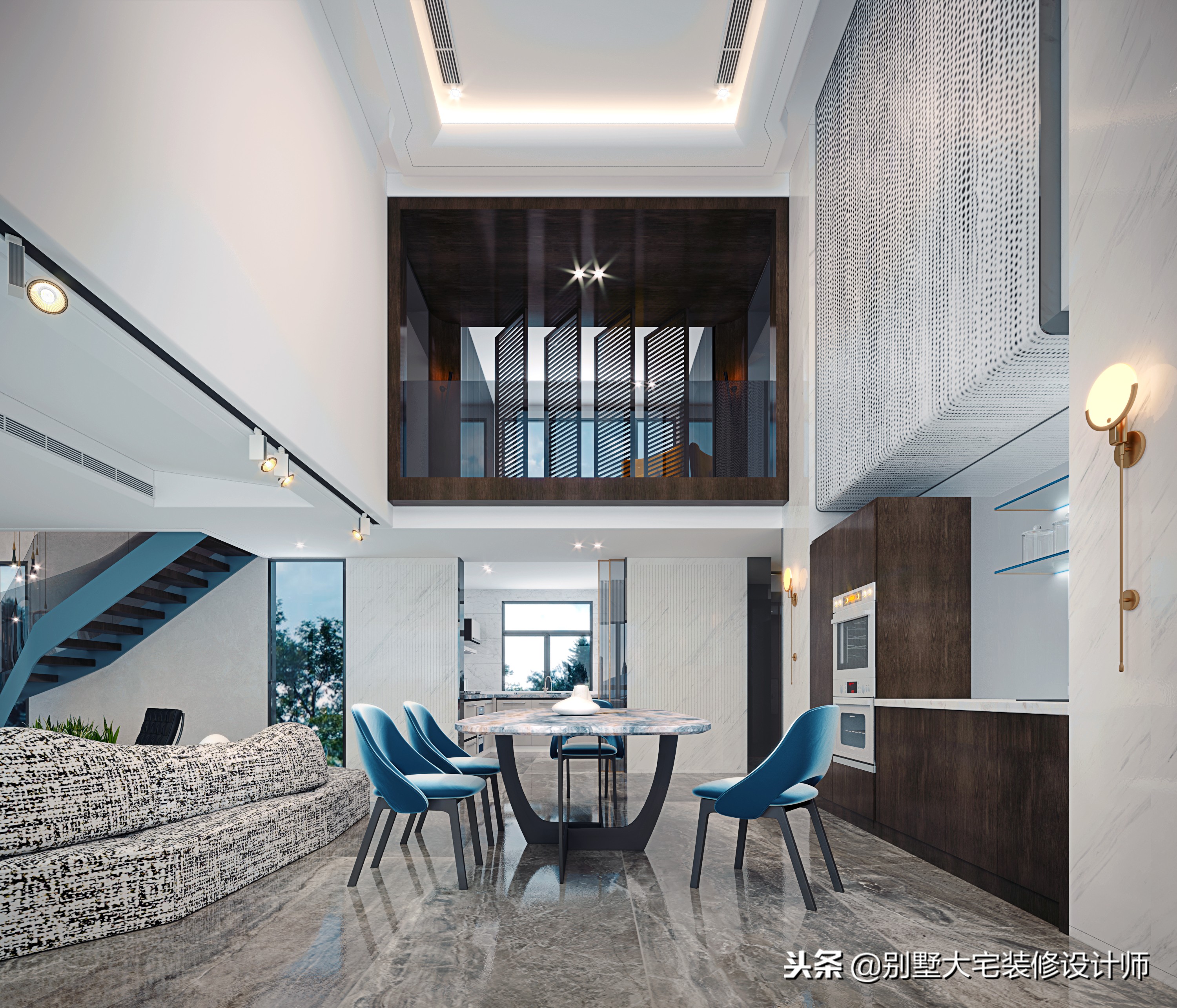 万科经典复式装修效果图,现代别墅装修万科