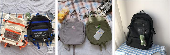 黑色抽绳双肩包出街百搭,双肩包出街推荐大学生小巧