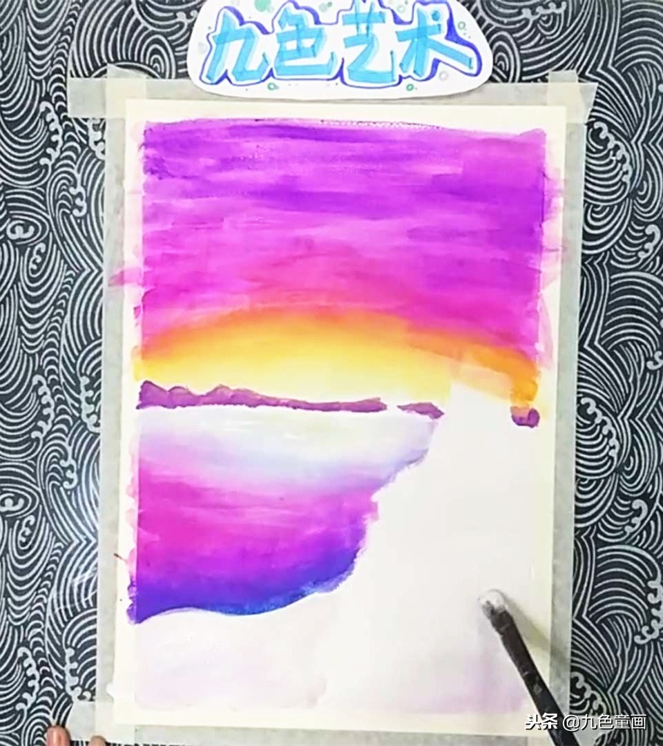 少儿儿童画教程，雪地松树少儿水粉画