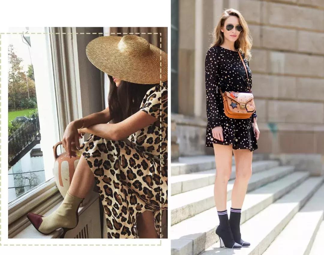 袜靴裙装解锁超能打的时髦组合,袜靴穿搭裙子