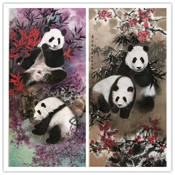 黄若愚的画,张玉涛的熊猫画