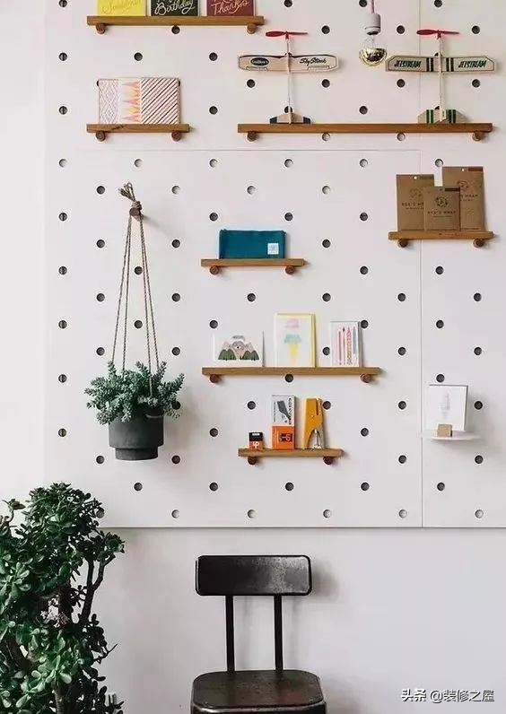 网红洞洞板墙面收纳板,创意实木洞洞板