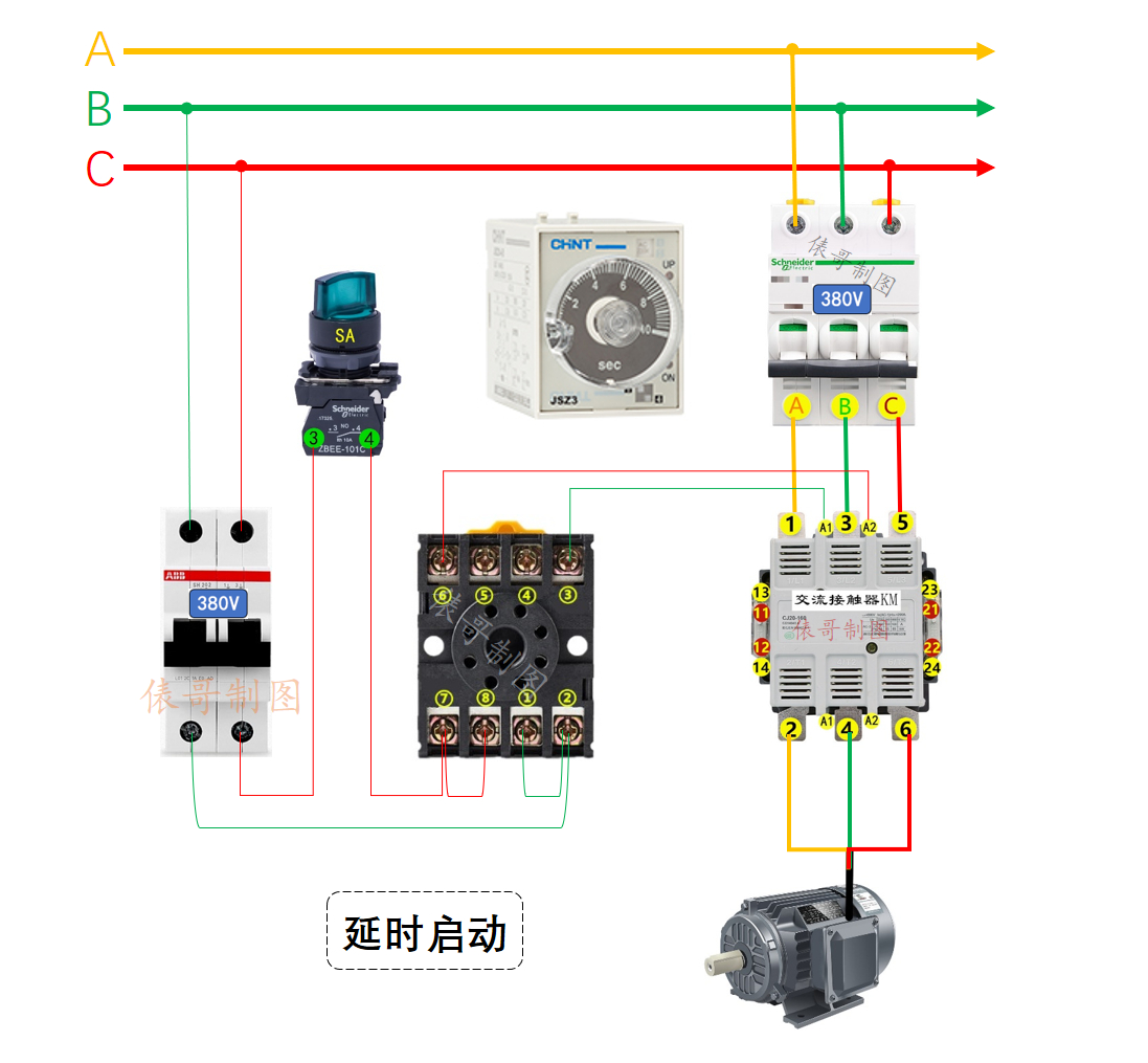 jss48a时间继电器实物接线图,搅拌机水泵时间继电器380伏接线图