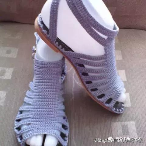 旧鞋底改造钩针鞋教程,手工钩鞋教程春夏季椰子鞋