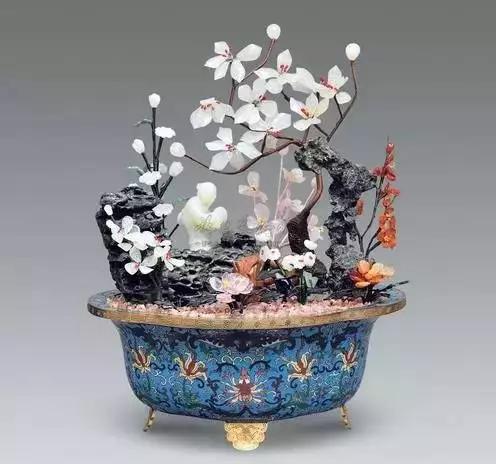 故宫里的玉石盆景,故宫景泰蓝盆景欣赏
