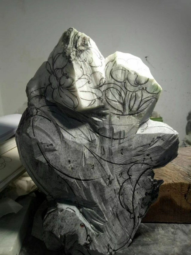 如何雕刻荷花,玉石雕刻荷花