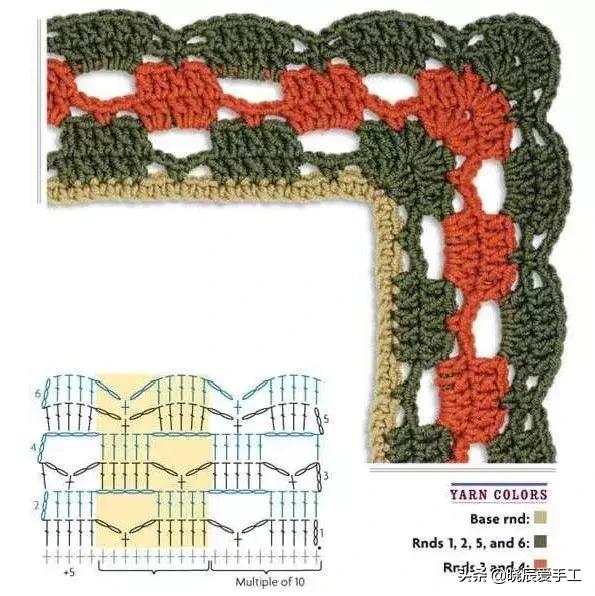 桌布花边钩织的教程,隔热垫餐桌垫钩针教程