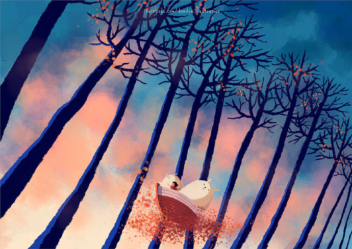 越南主题绘画,越南插画师春天作品