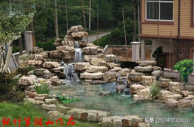 室内假山庭院假山,假山景观鱼池没假山底座怎么设计